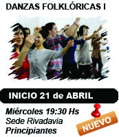 Clases de Danzas Folklóricas 2021. Días Miércoles 19:30 Hs. Nivel Principiante. Rivadavia 1180. Microcentro - www.cursosdefolklore.com.ar