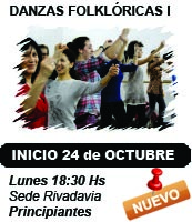 Clases de Danzas Folklóricas 2022. Días Lunes 19:30 Hs. Nivel Principiante. Rivadavia 1180. Microcentro - www.cursosdefolklore.com.ar