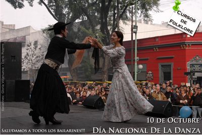 Día Nacional dela Danza. 10 de octubre. Toda la info en www.cursosdefolklore.com.ar